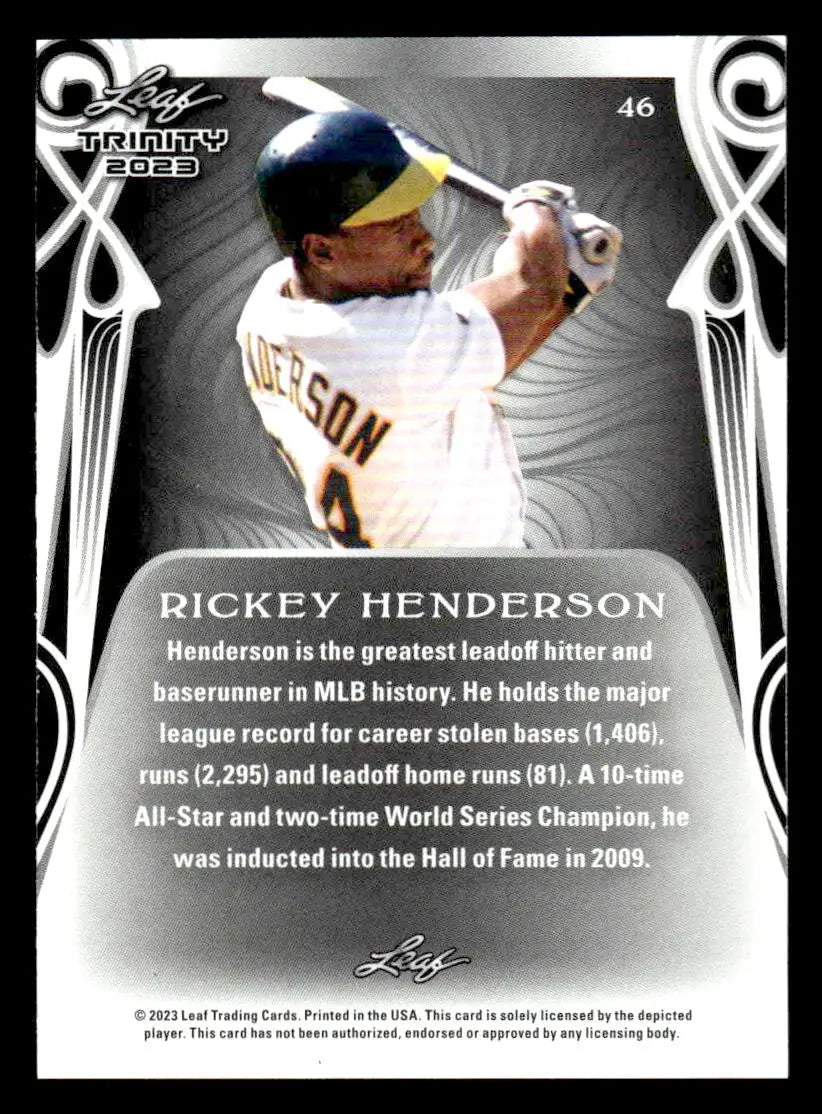 2023 Leaf Trinity #46 Rickey Henderson - Baseball Card Single