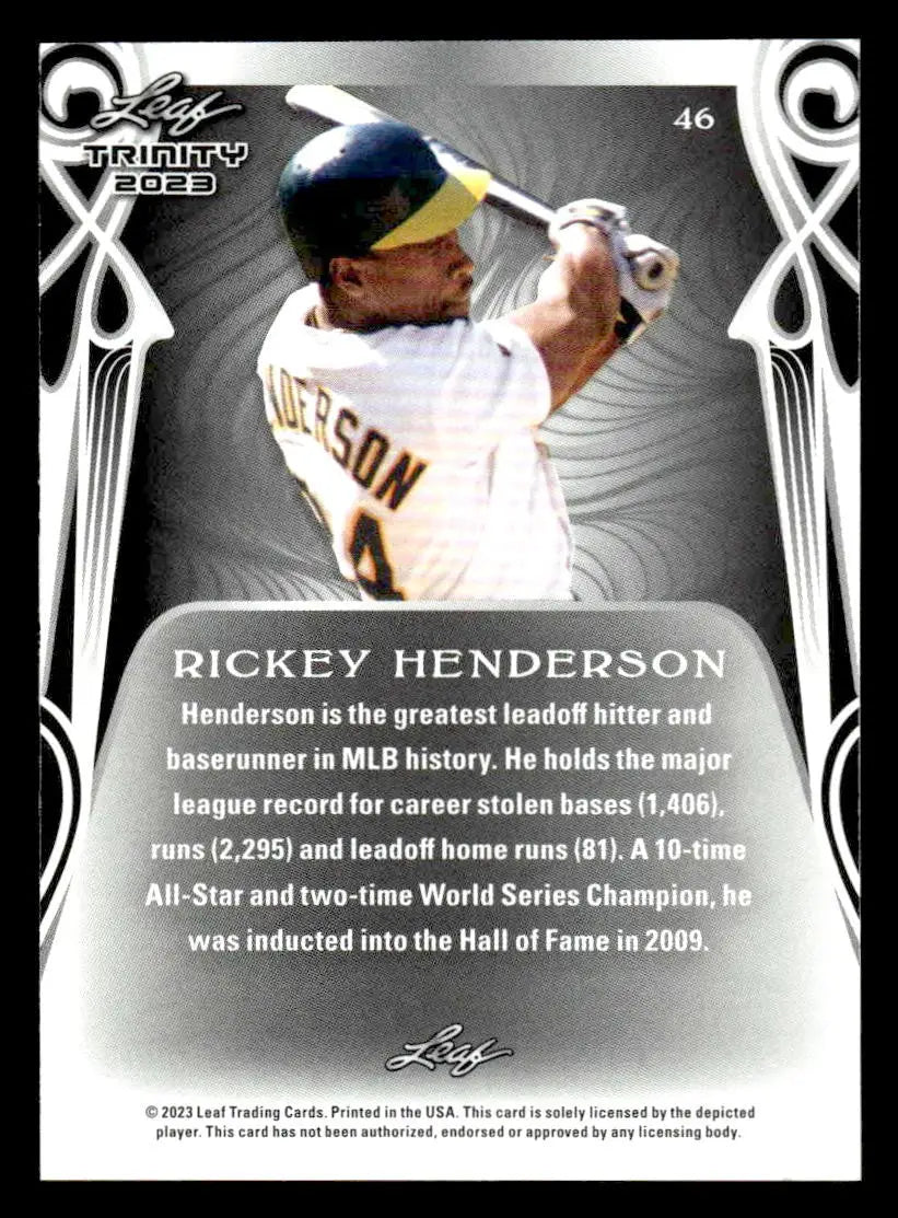 2023 Leaf Trinity #46 Rickey Henderson - Baseball Card Single