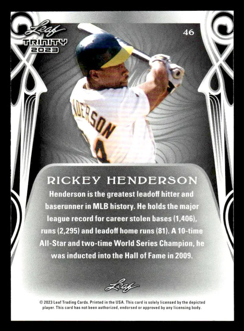 2023 Leaf Trinity #46 Rickey Henderson - Baseball Card Single