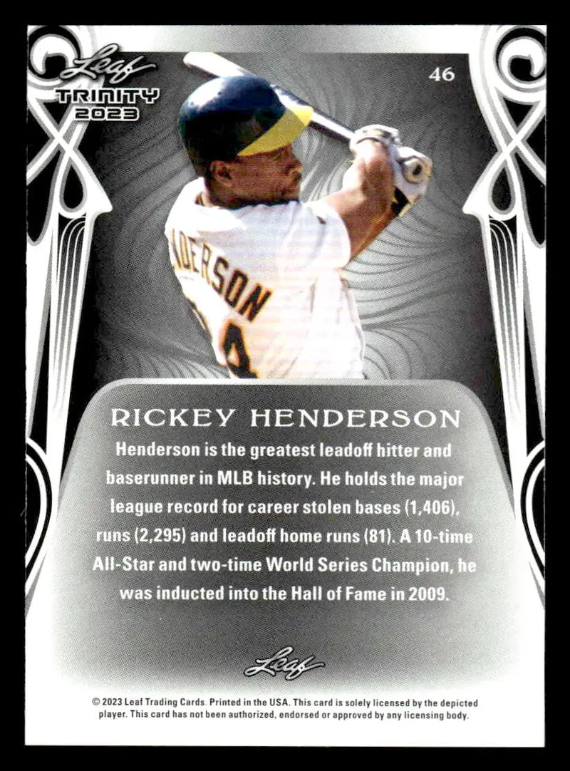2023 Leaf Trinity #46 Rickey Henderson - Baseball Card Single
