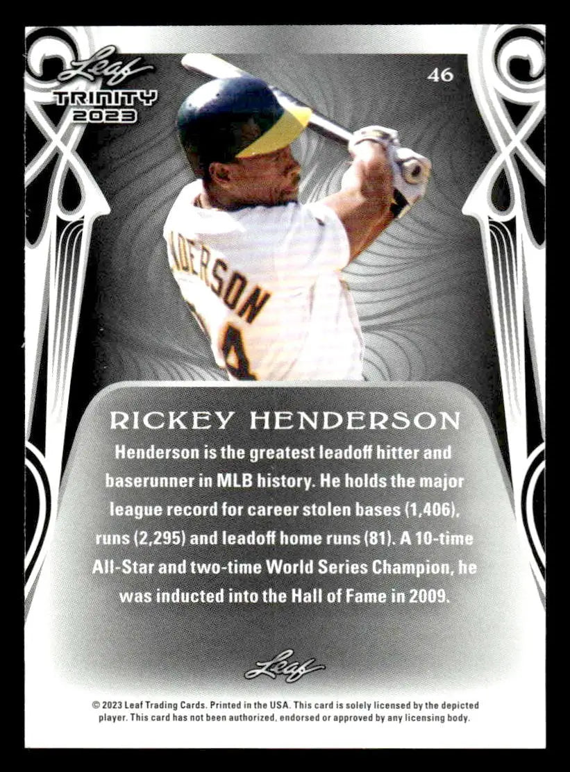 2023 Leaf Trinity #46 Rickey Henderson - Baseball Card Single
