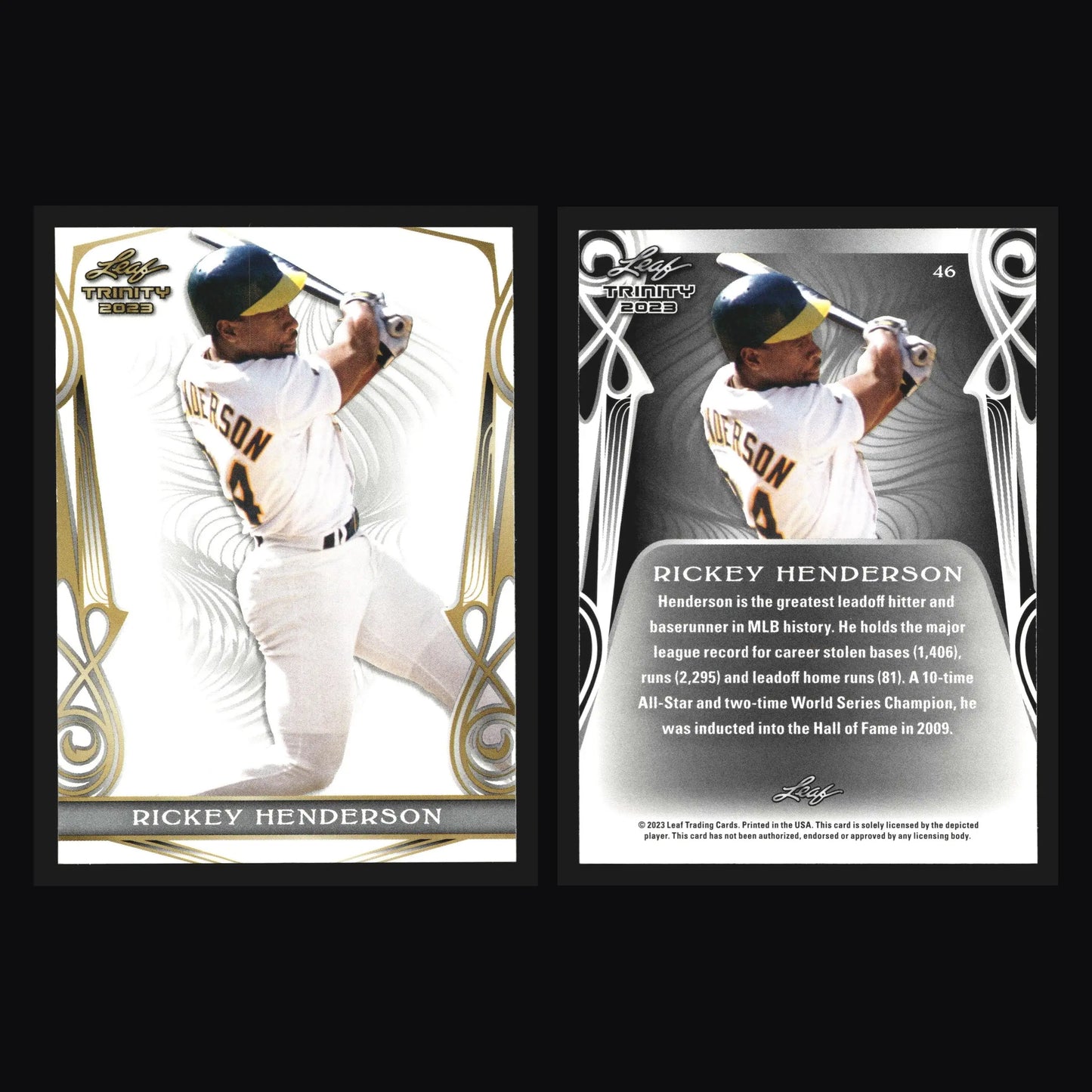 2023 Leaf Trinity #46 Rickey Henderson Oakland Athletics HOF - Baseball Card Single
