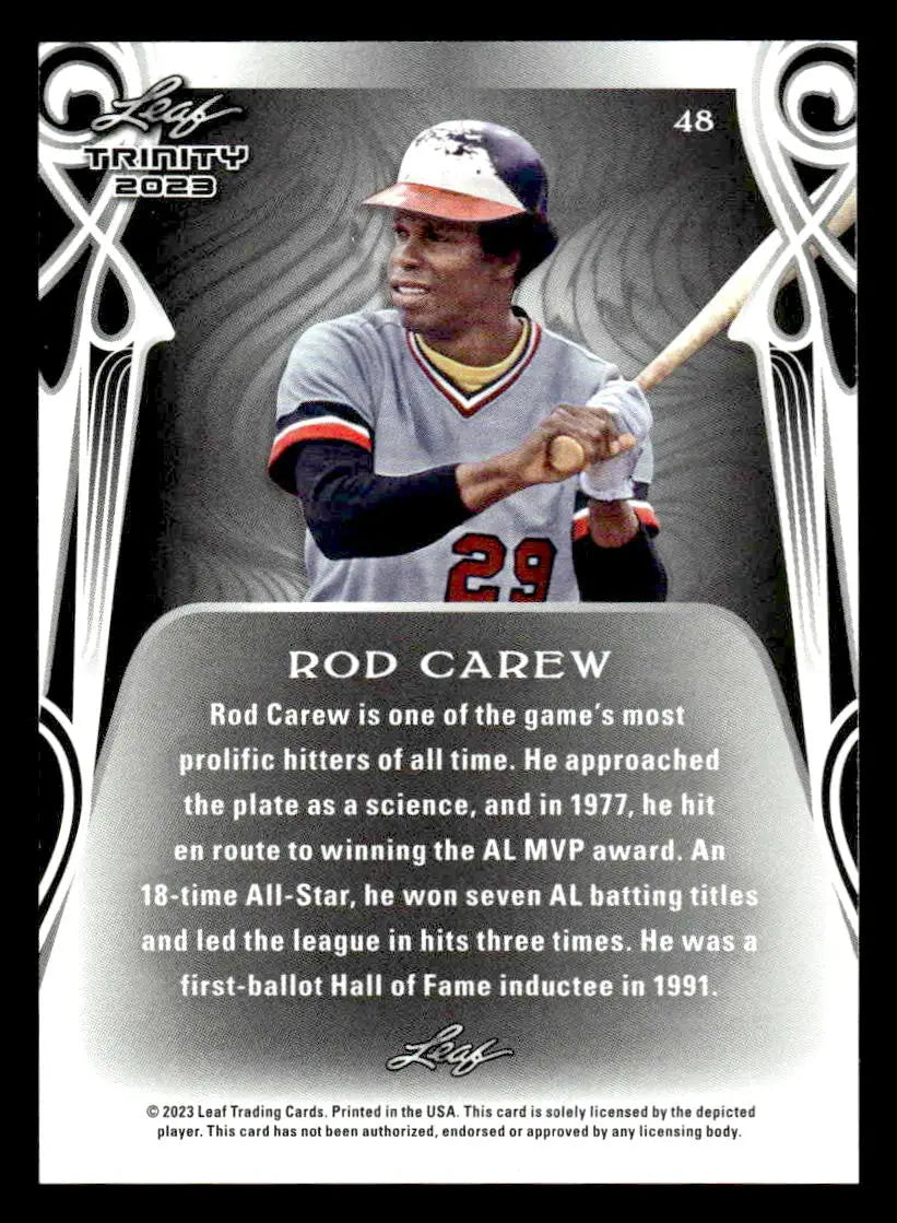 2023 Leaf Trinity #48 Rod Carew - Baseball Card Single