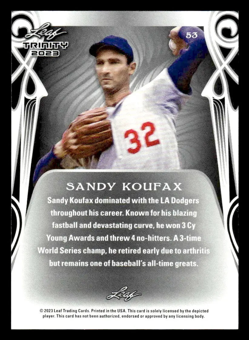 2023 Leaf Trinity #53 Sandy Koufax - Baseball Card Single