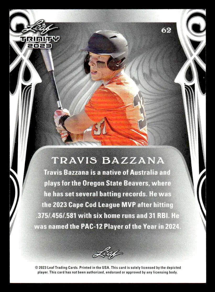2023 Leaf Trinity #62 Travis Bazzana - Baseball Card Single