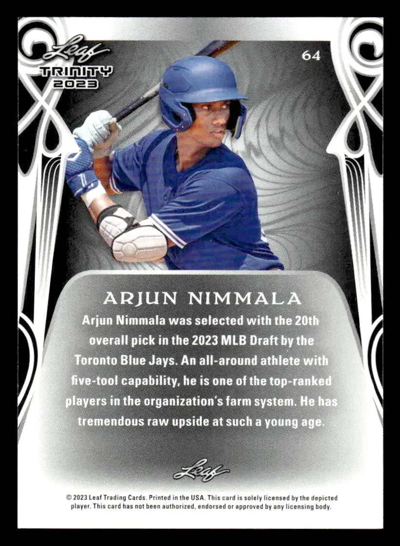 2023 Leaf Trinity #64 Arjun Nimmala - Baseball Card Single