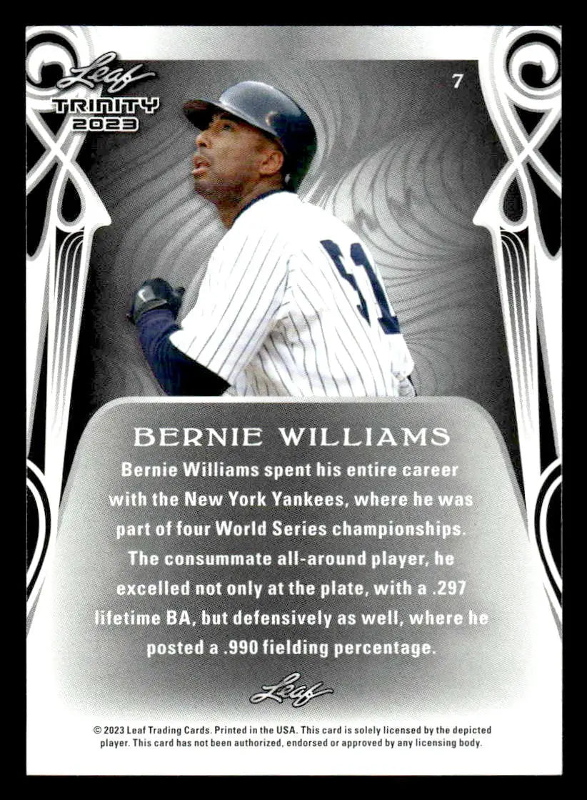 2023 Leaf Trinity #7 Bernie Williams - Baseball Card Single