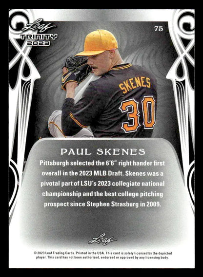 Paul Skenes 2023 Leaf Trinity baseball card featuring Paul Skenes in collectible condition
