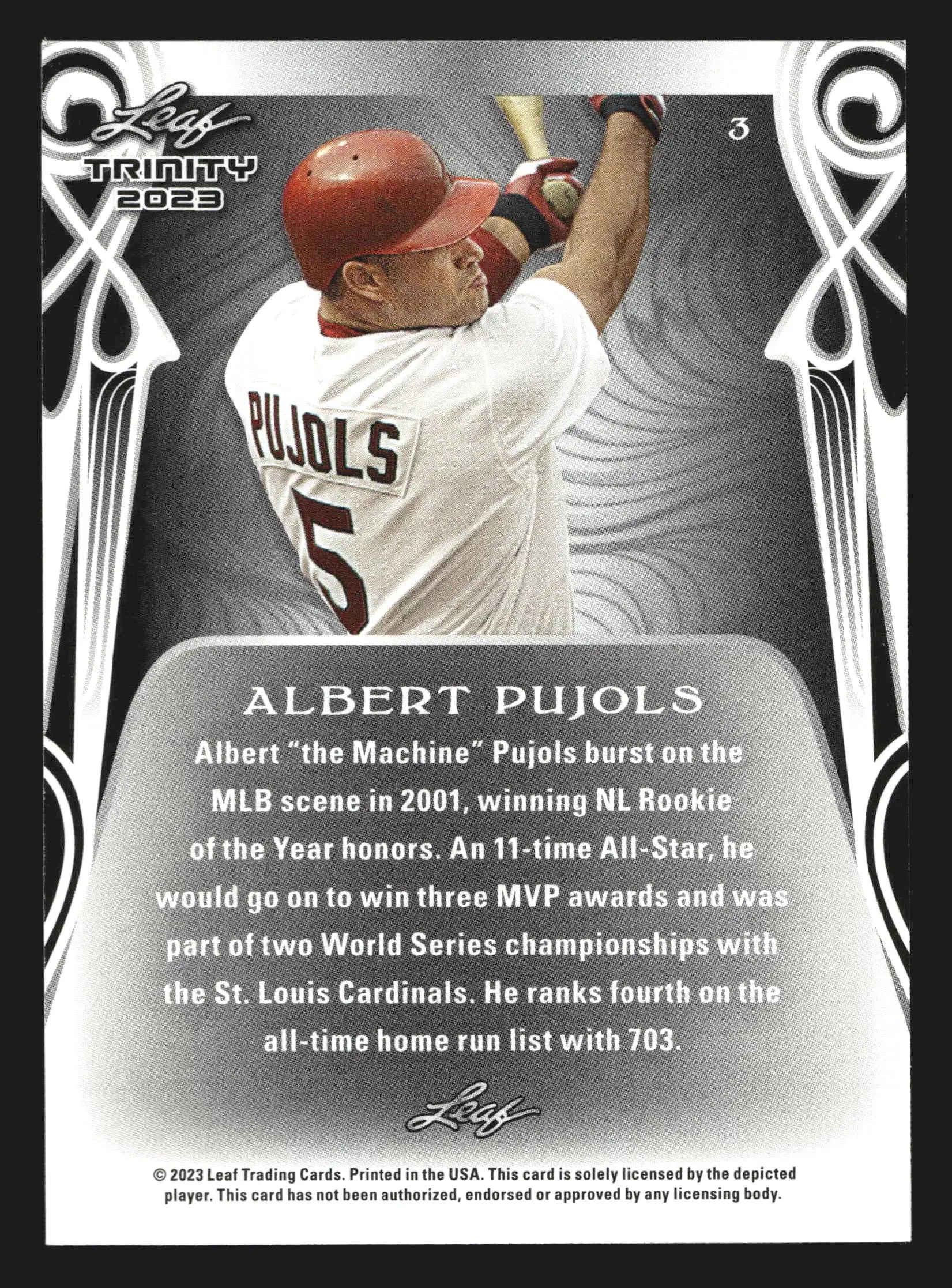 2023 Leaf Trinity Albert Pujols #3 St. Louis Cardinals - Baseball Card Single