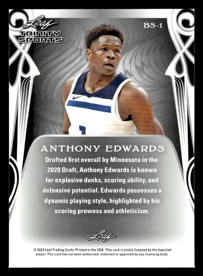2023 Leaf Trinity #BS-1 Anthony Edwards Base Sports - Basketball Card Single