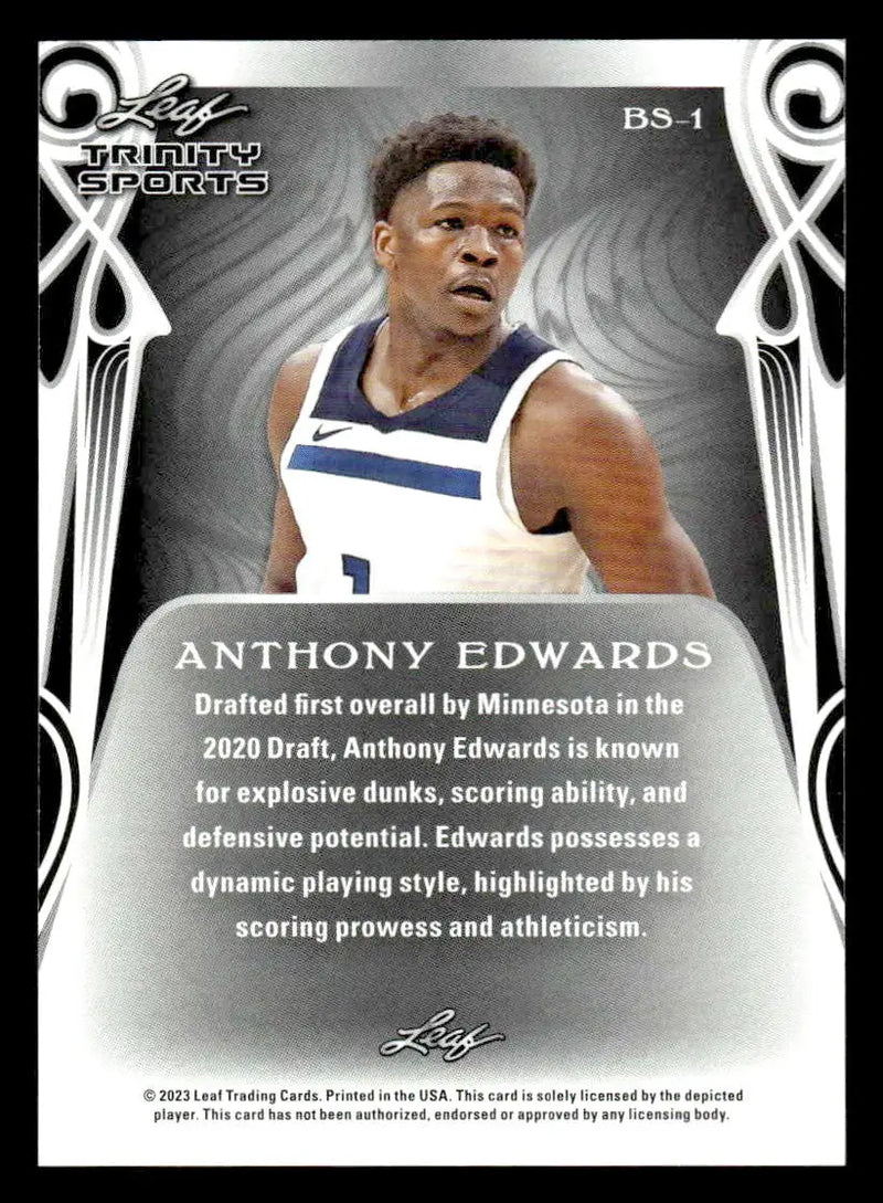 2023 Leaf Trinity #BS-1 Anthony Edwards Base Sports - Basketball Card Single