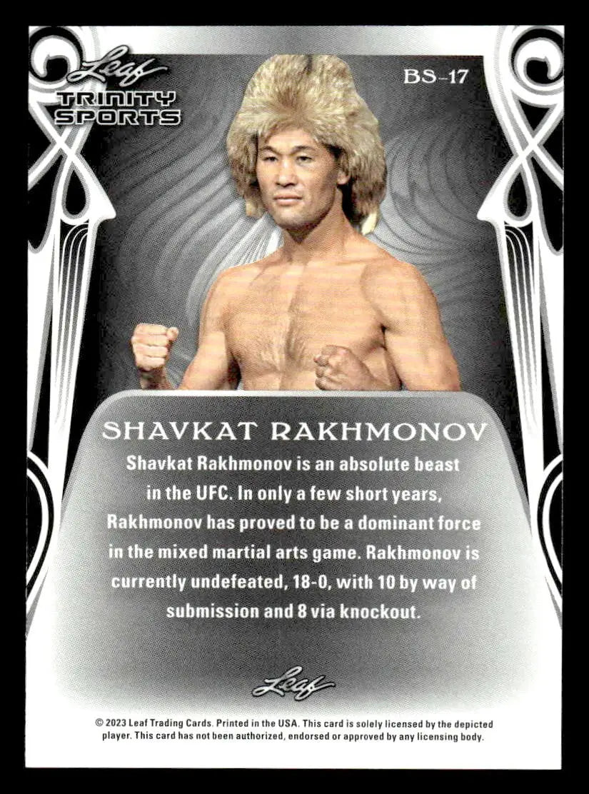 2023 Leaf Trinity #BS-17 Shavkat Rakhmonov Base Sports - UFC/MMA Card Single