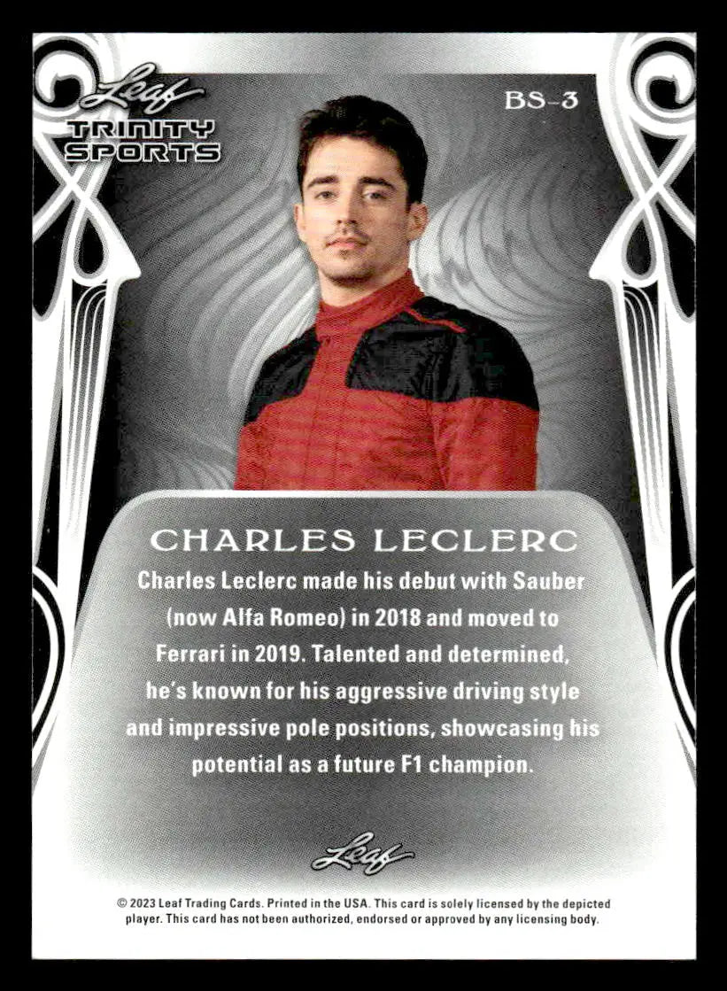 2023 Leaf Trinity #BS-3 Charles Leclerc Base Sports - Other