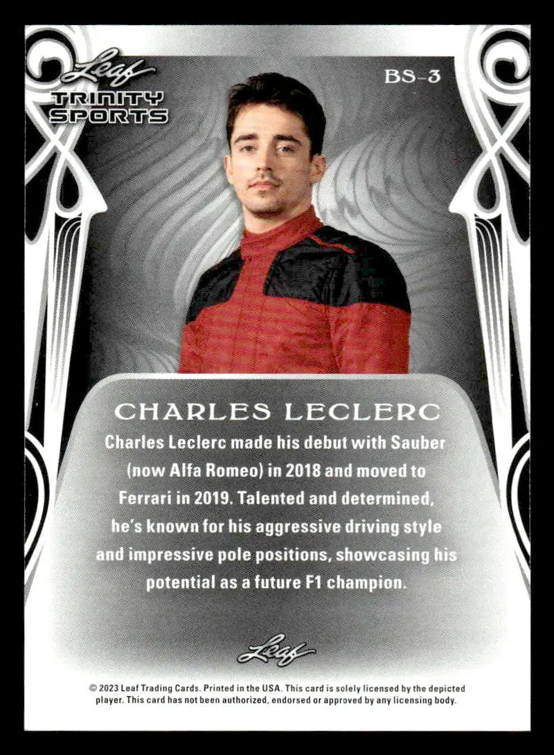 2023 Leaf Trinity #BS-3 Charles Leclerc Base Sports - Other