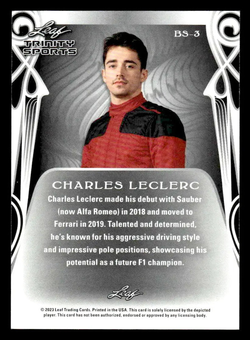 2023 Leaf Trinity #BS-3 Charles Leclerc Base Sports - Other