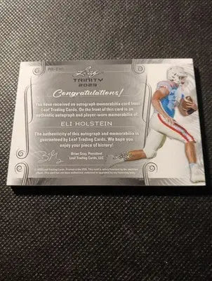 2023 Leaf Trinity - Patch Auto Eli Holstein #PA-EH1/99. NRMT+ - Football Card Single