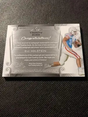 2023 Leaf Trinity - Patch Auto Eli Holstein #PA-EH1/99. NRMT+ - Football Card Single