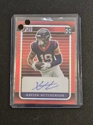 2023 Leaf Trinity - Patch Autographs Red #PA-XH1 Xavier Hutchinson #/3 - Football Card Single