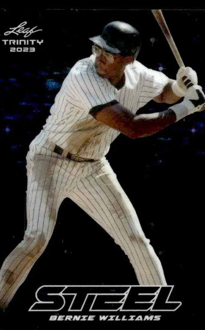 2023 Leaf Trinity #S-08 Bernie Williams Steel Stars and Dots Blue #/99 - Baseball Card Single