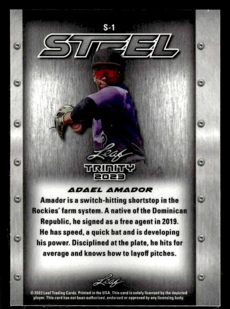 2023 Leaf Trinity #S-1 Adael Amador Steel Lava Silver - Baseball Card Single