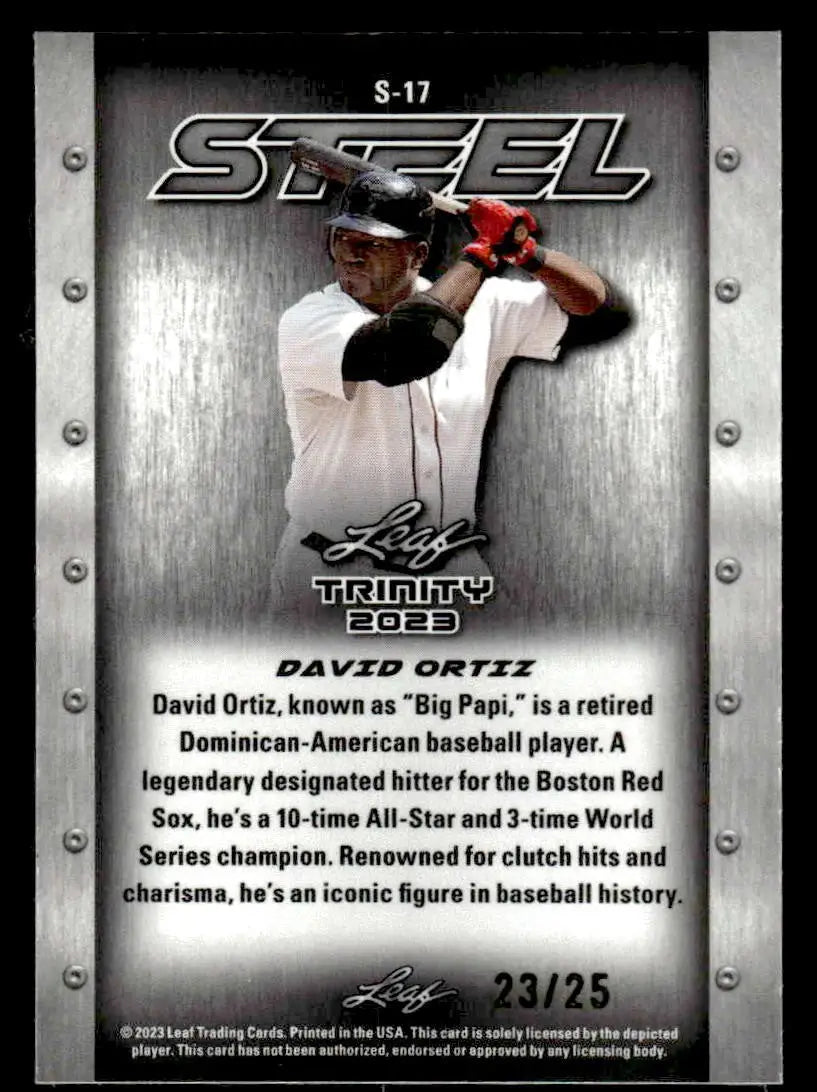 2023 Leaf Trinity #S-17 David Ortiz Steel Lazer Pink #/25 - Baseball Card Single