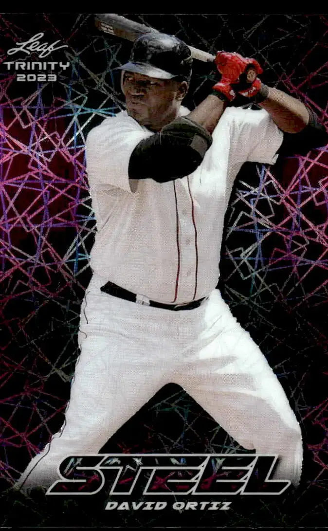 2023 Leaf Trinity #S-17 David Ortiz Steel Lazer Pink #/25 - Baseball Card Single