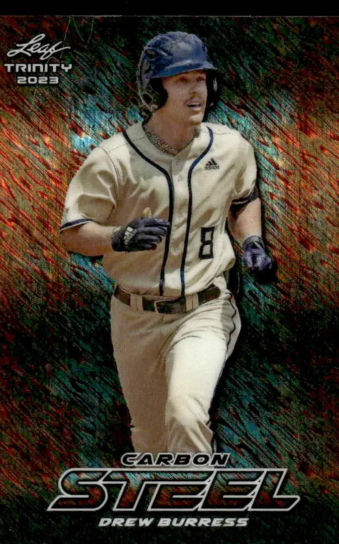 2023 Leaf Trinity #S-19 Drew Burress Steel Carbon Shimmer Orange #/6 - Baseball Card Single