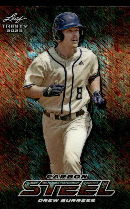 2023 Leaf Trinity #S-19 Drew Burress Steel Carbon Shimmer Orange #/6 - Baseball Card Single