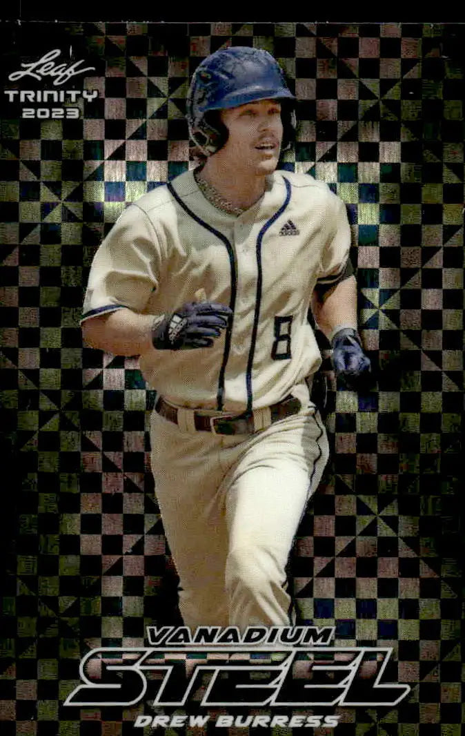 2023 Leaf Trinity #S-19 Drew Burress Steel Vanadium Checkerboard Black - Baseball Card Single