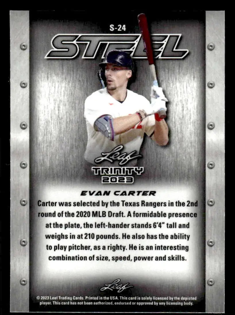 2023 Leaf Trinity #S-24 Evan Carter Steel Lazer Silver - Baseball Card Single