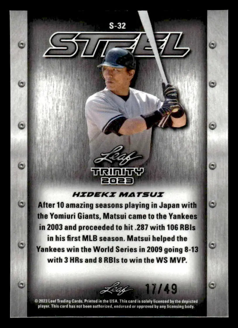 2023 Leaf Trinity #S-32 Hideki Matsui Steel Stars and Dots Purple - Baseball Card Single