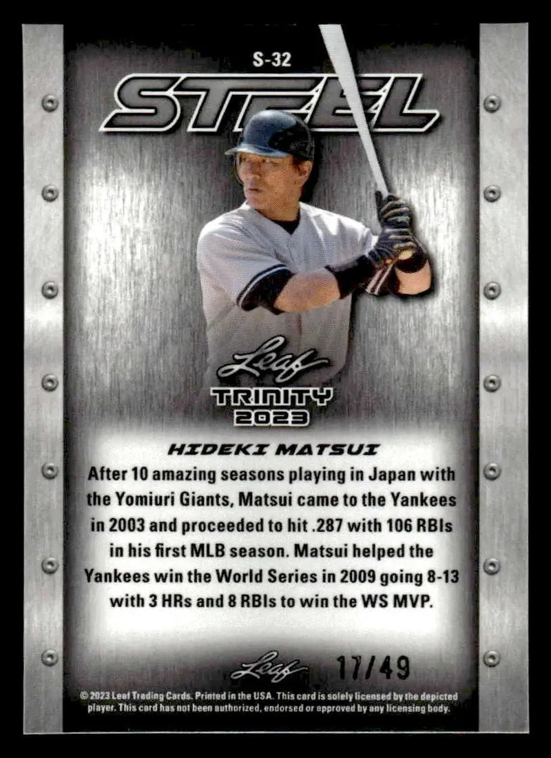 2023 Leaf Trinity #S-32 Hideki Matsui Steel Stars and Dots Purple - Baseball Card Single