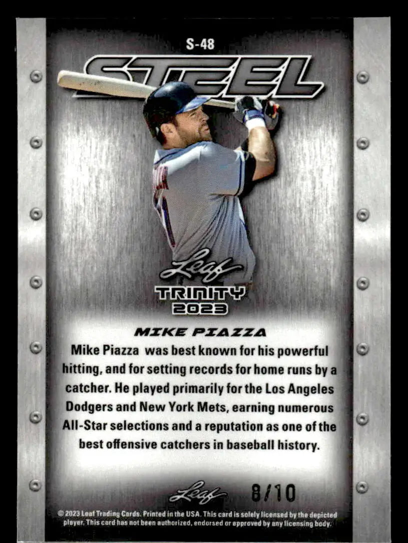 2023 Leaf Trinity #S-48 Mike Piazza Steel Vanadium Checkerboard Silver #/10 - Baseball Card Single