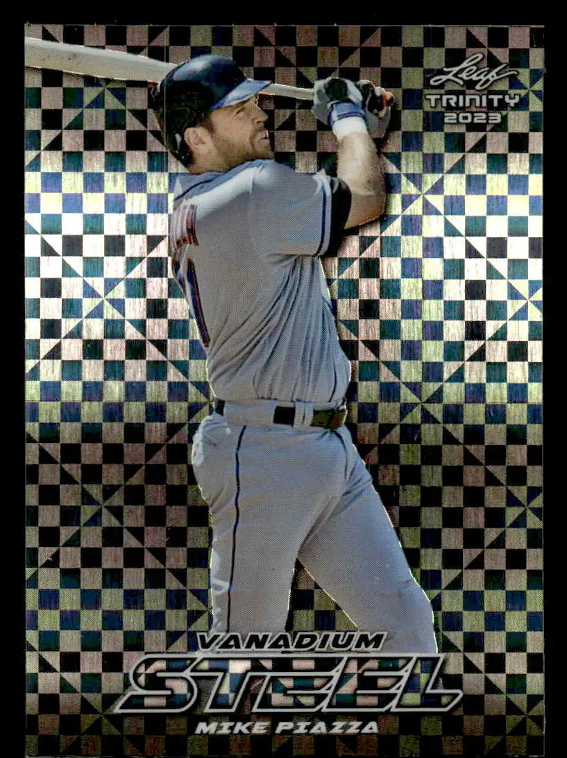 2023 Leaf Trinity #S-48 Mike Piazza Steel Vanadium Checkerboard Silver #/10 - Baseball Card Single