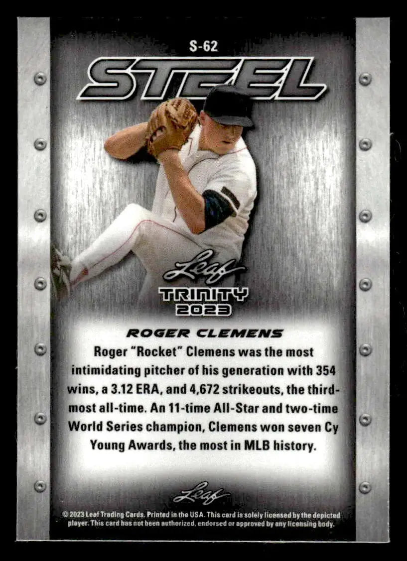 2023 Leaf Trinity #S-62 Roger Clemens Steel Lazer Silver - Baseball Card Single