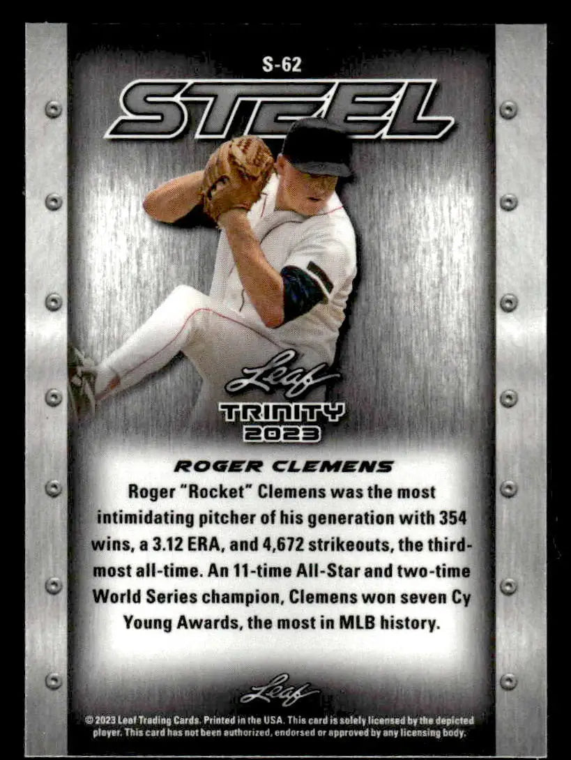 2023 Leaf Trinity #S-62 Roger Clemens Steel Lazer Silver - Baseball Card Single