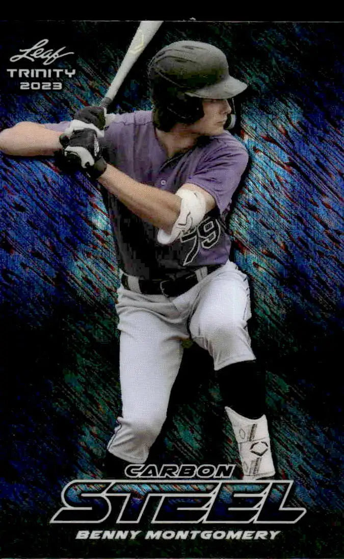 2023 Leaf Trinity #S-7 Benny Montgomery Steel Carbon Shimmer Purple #/8 - Baseball Card Single