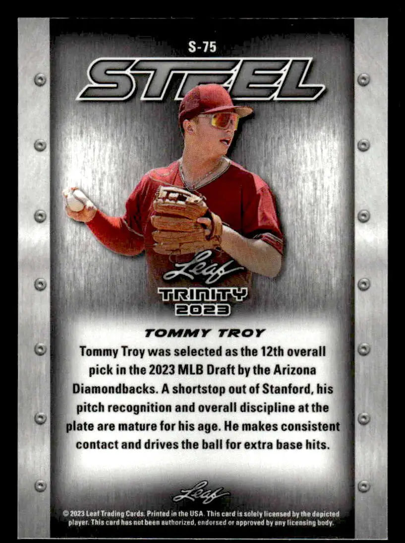 2023 Leaf Trinity #S-75 Tommy Troy Steel Lazer Silver - Baseball Card Single