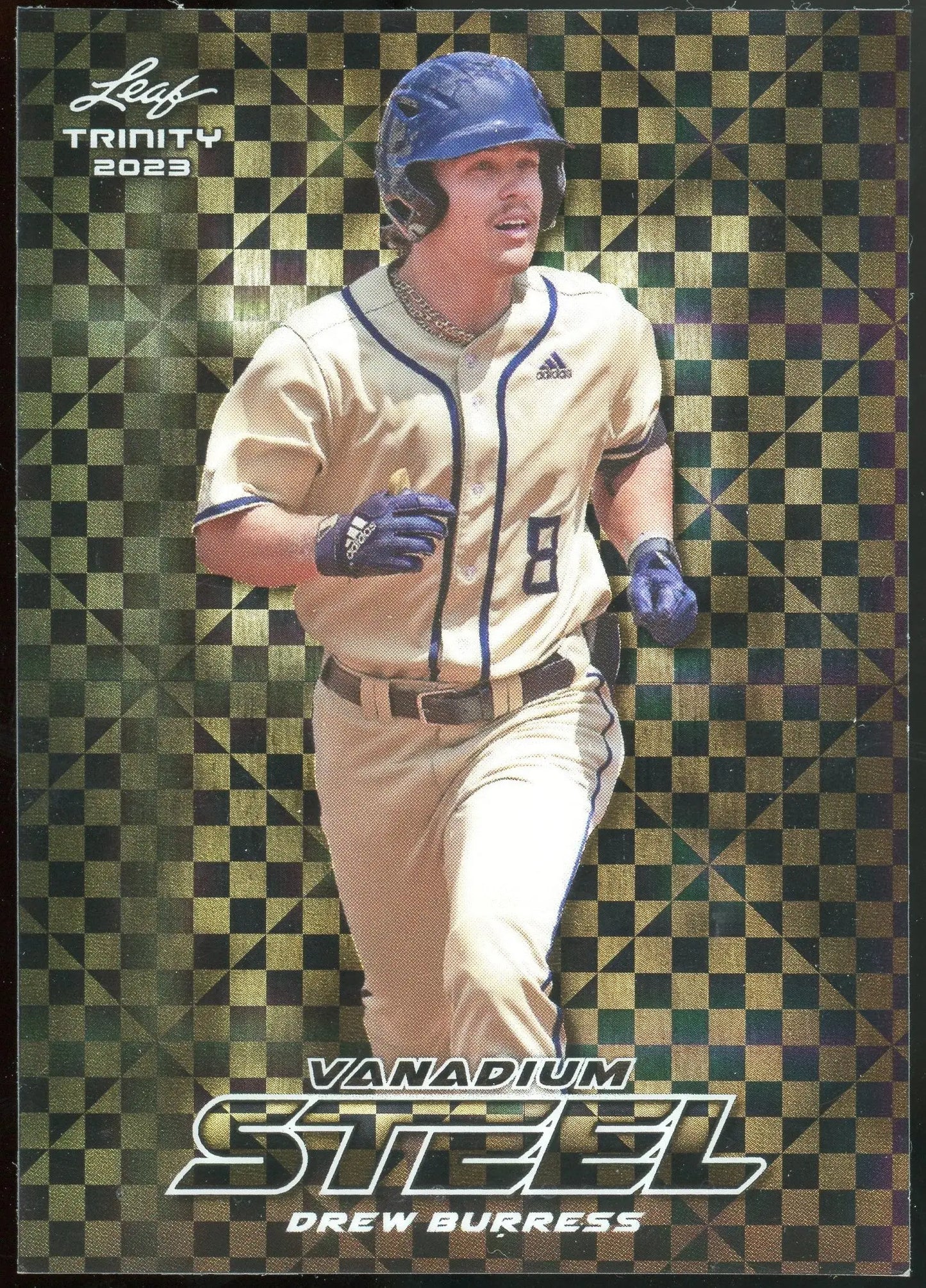 2023 Leaf Trinity Steel Drew Burress #S-19 Vanadium Checkerboard Black /3 - Football Card Single