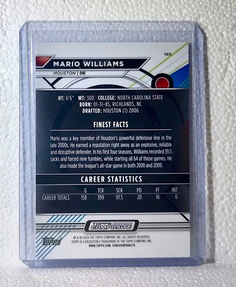 2023 Mario Williams Topps Finest NFL #193 Football Card Houston Texans