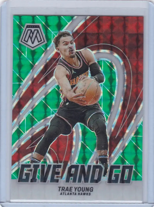 2023 MOSAIC #10 TRAE YOUNG GIVE AND GO GREEN RED- ATLANTA HAWKS - Basketball Card Single