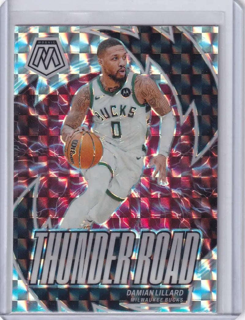 2023 MOSAIC #2 DAMIAN LILLARD THUNDER ROAD- MILWAUKEE BUCKS - Basketball Card Single