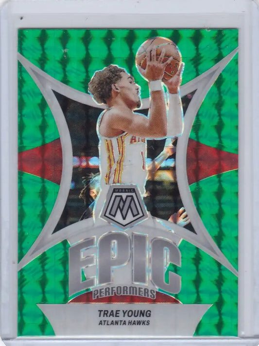 2023 MOSAIC #6 TRAE YOUNG EPIC PERFORMERS GREEN- ATLANTA HAWKS - Basketball Card Single