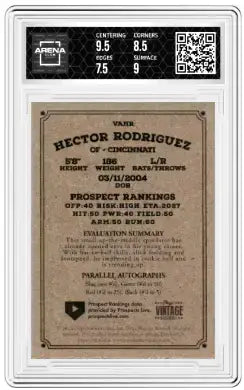 2023 Oynx Vintage Hector Rodriguez #VAHR Auto Blue Baseball Arena Club 8 - Baseball Card Single