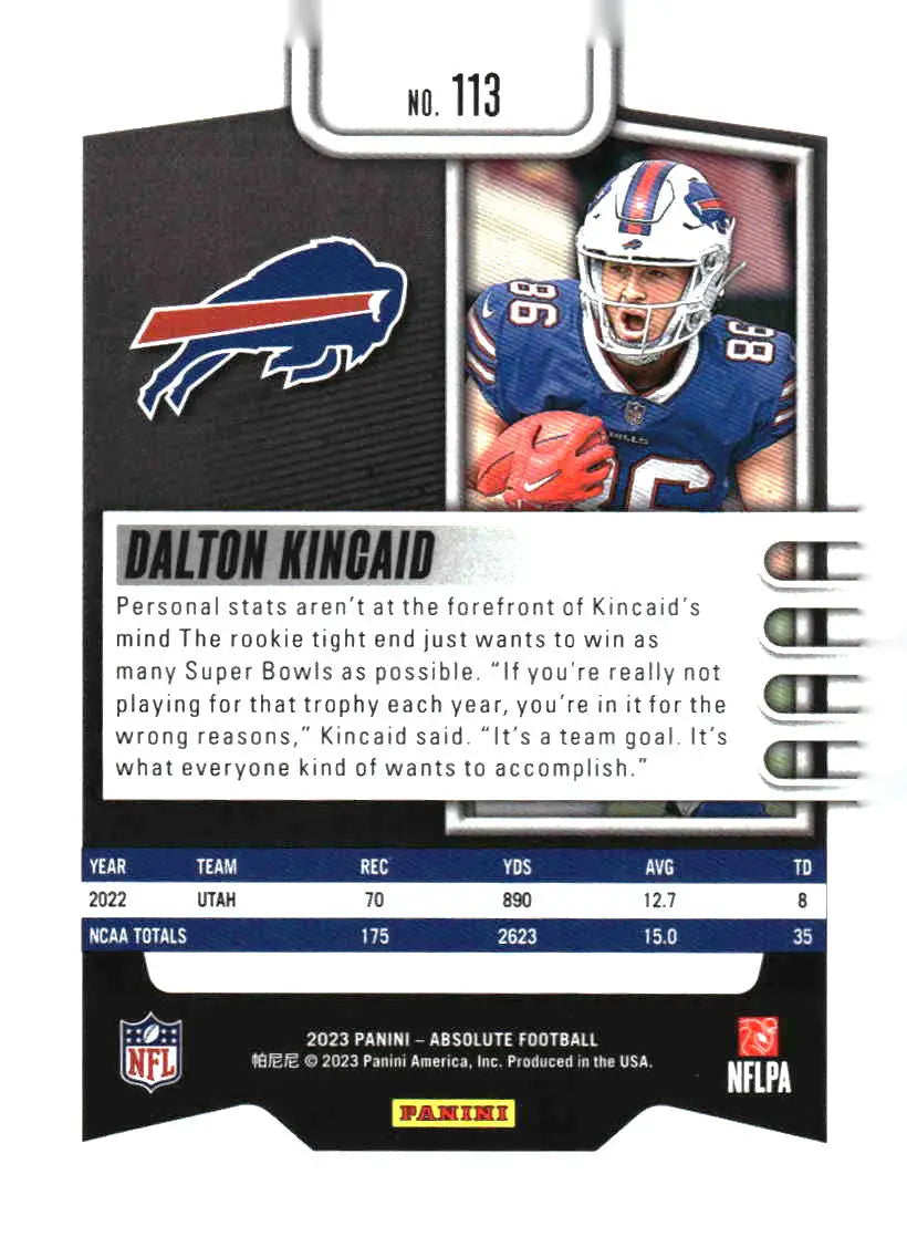 2023 Panini Absolute #113 Dalton Kincaid Retail - Football Card Single