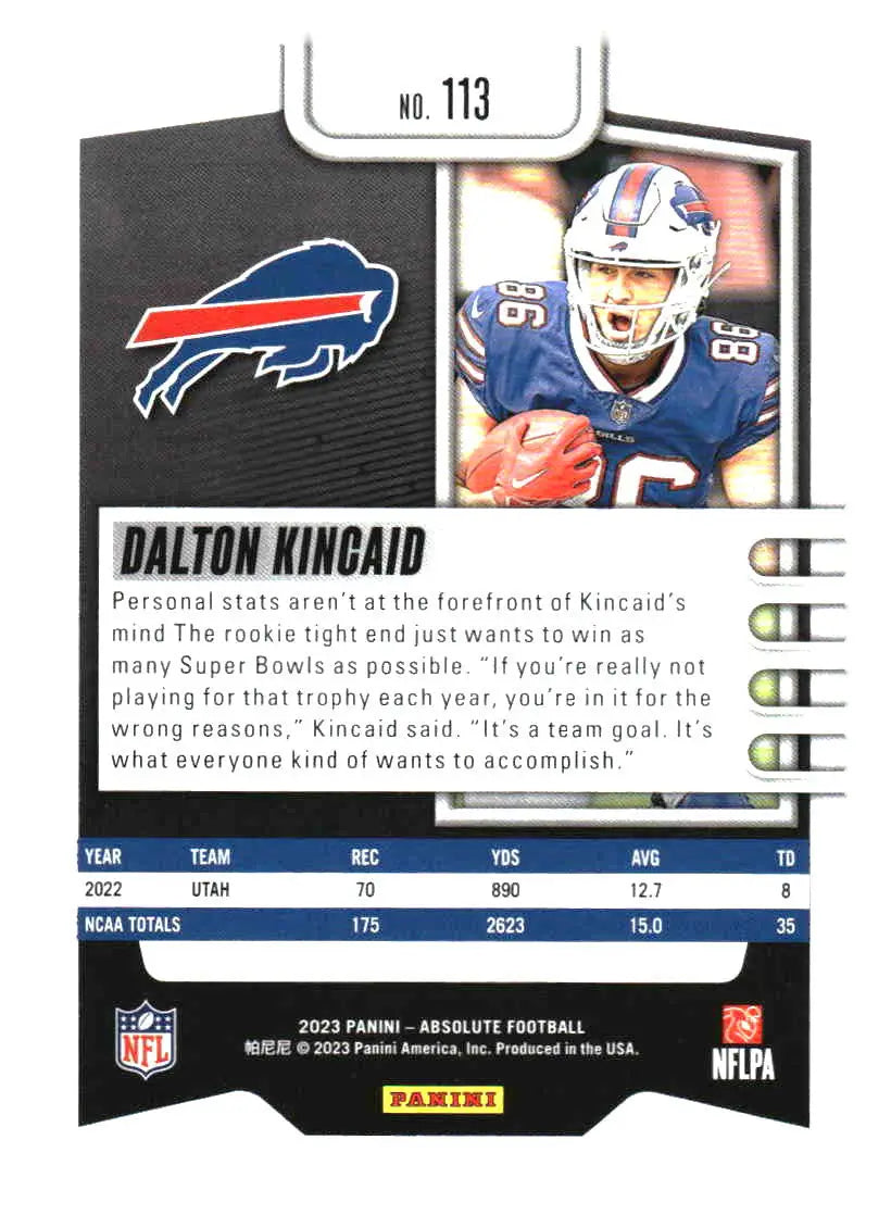 2023 Panini Absolute #113 Dalton Kincaid Retail - Football Card Single
