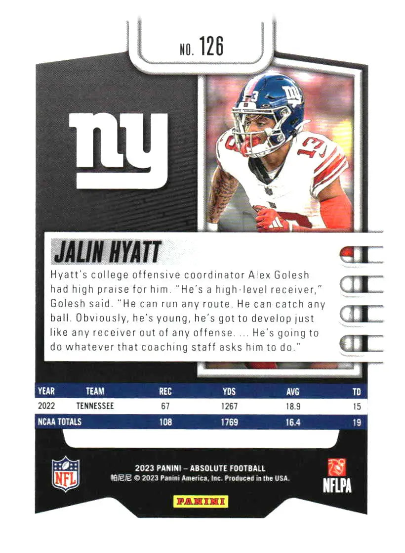 2023 Panini Absolute #126 Jalin Hyatt Retail - Football Card Single