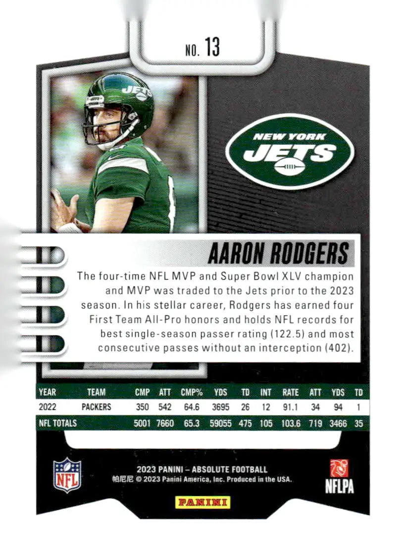 2023 Panini Absolute #13 Aaron Rodgers Retail New York Jets - Football Card Single