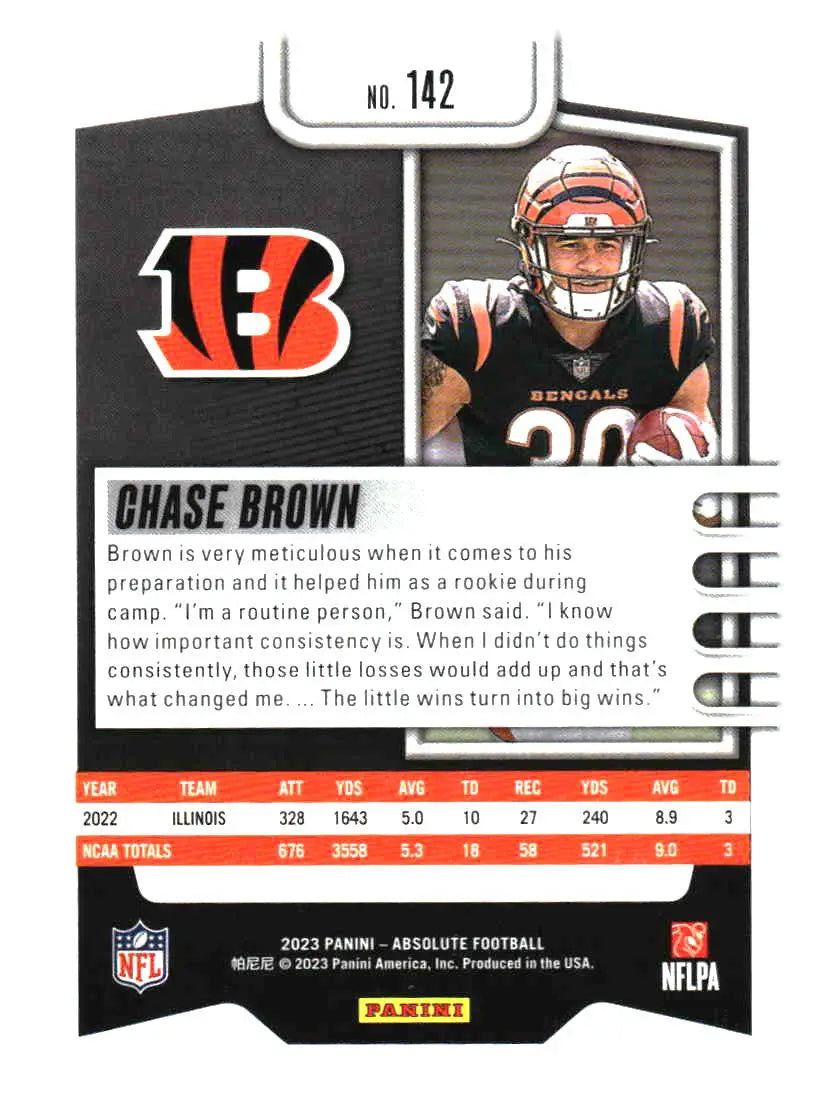 2023 Panini Absolute #142 Chase Brown Retail - Football Card Single