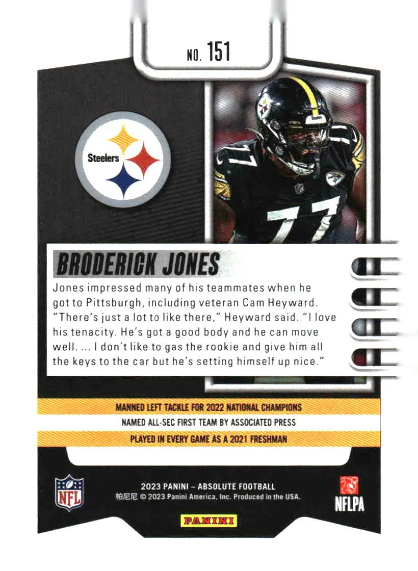 2023 Panini Absolute #151 Broderick Jones Blue - Football Card Single